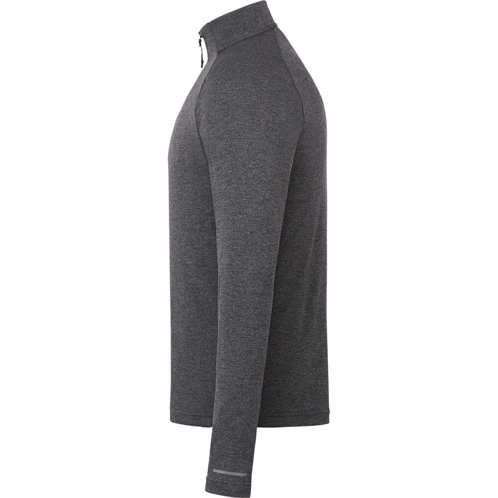 Asgard Eco Knit Quarter Zip for Men Embroidery - Heather Dark Charcoal - Left Side