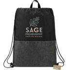Ash Recycled Drawstring Bag with Vertical Zip Pocket Transfer - Black - Front