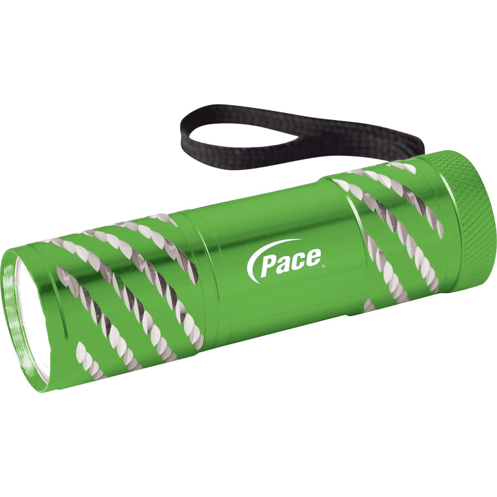 Astro 9 LED Aluminum Flashlight Laser Engraving - Lime Green - Front
