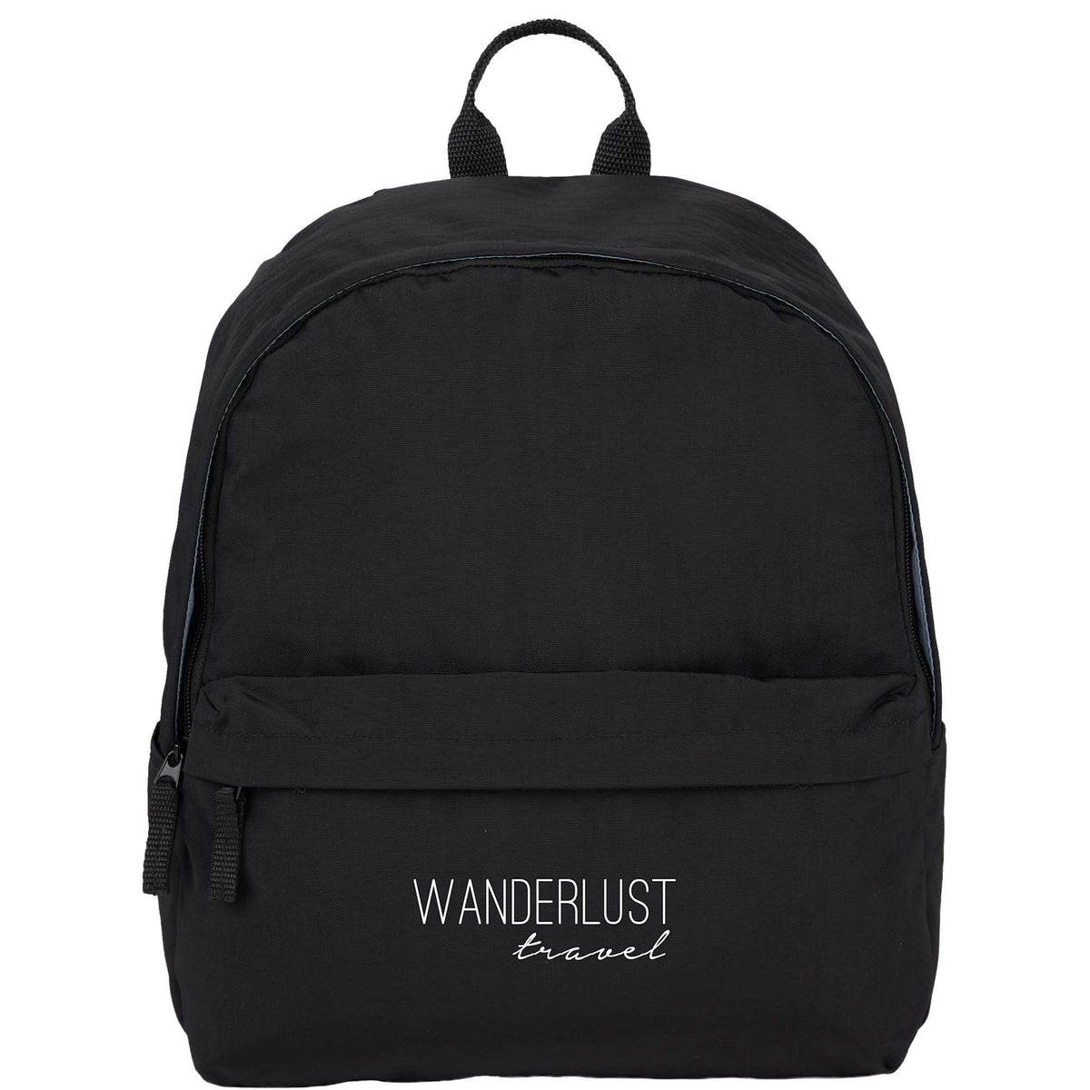 Avery Small Backpack in Recycled Crinkle Fabric, 10L Embroidery - Black - Front