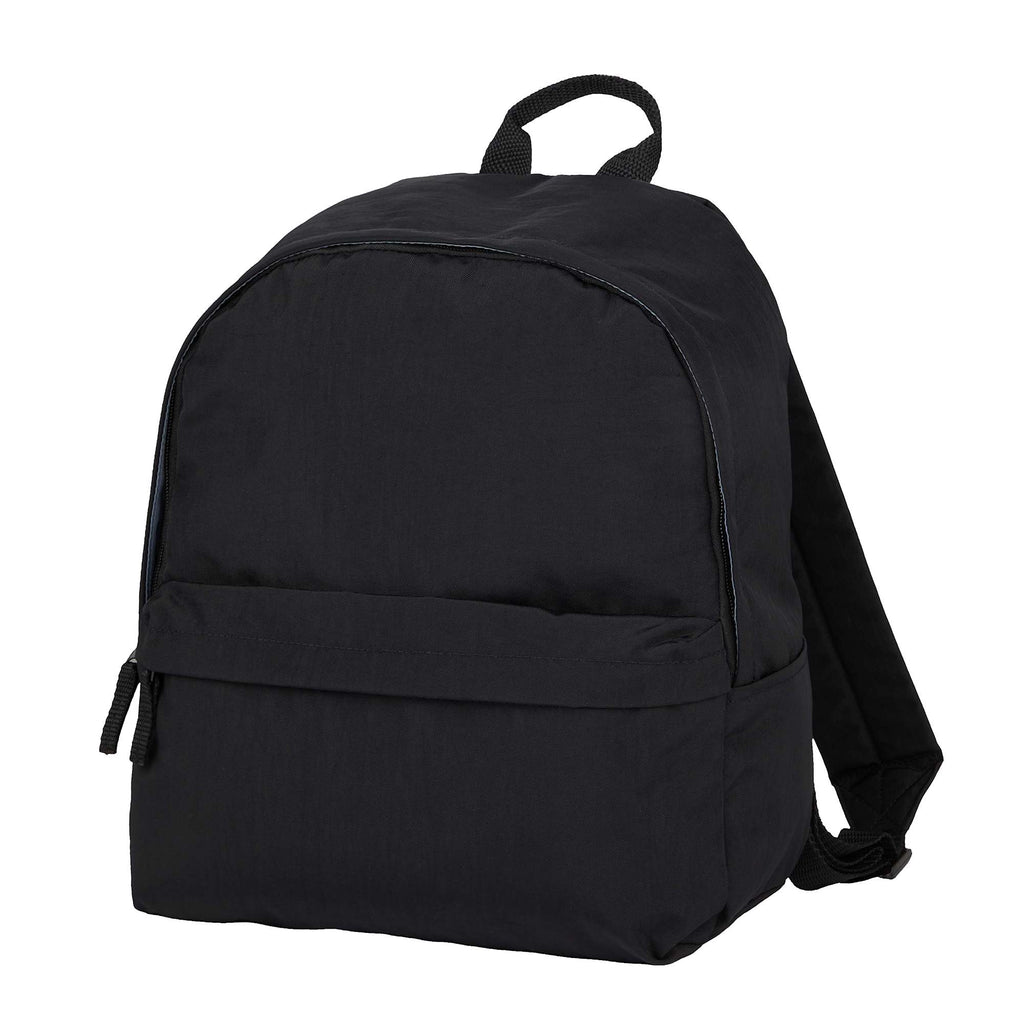 Avery Small Backpack in Recycled Crinkle Fabric, 10L Embroidery - Black - Left Angle