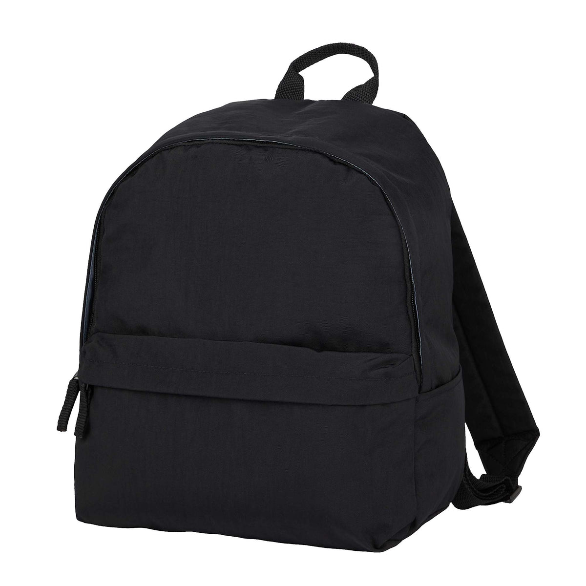 Avery Small Backpack in Recycled Crinkle Fabric, 10L Embroidery - Black - Left Angle