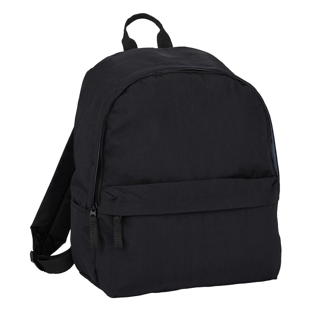 Avery Small Backpack in Recycled Crinkle Fabric, 10L Embroidery - Black - Right Angle