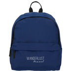 Avery Small Backpack in Recycled Crinkle Fabric, 10L Embroidery - Navy - Front