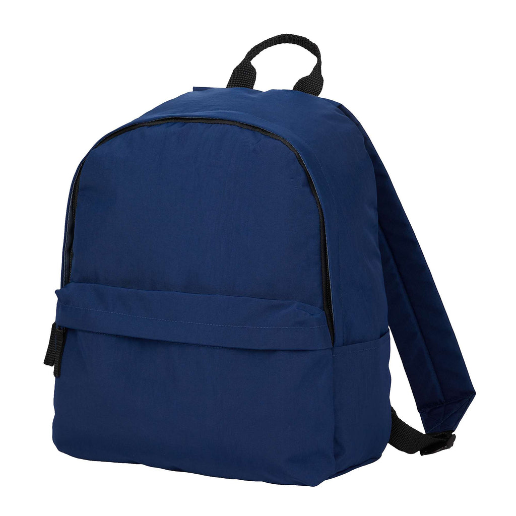 Avery Small Backpack in Recycled Crinkle Fabric, 10L Embroidery - Navy - Left Angle
