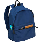 Avery Small Backpack in Recycled Crinkle Fabric, 10L Embroidery - Navy - Propped