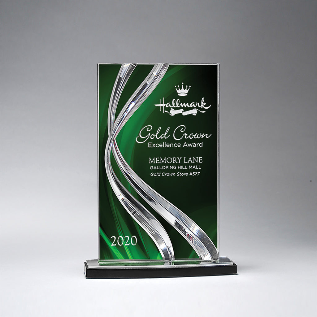 Award, Medium - Clear with Green