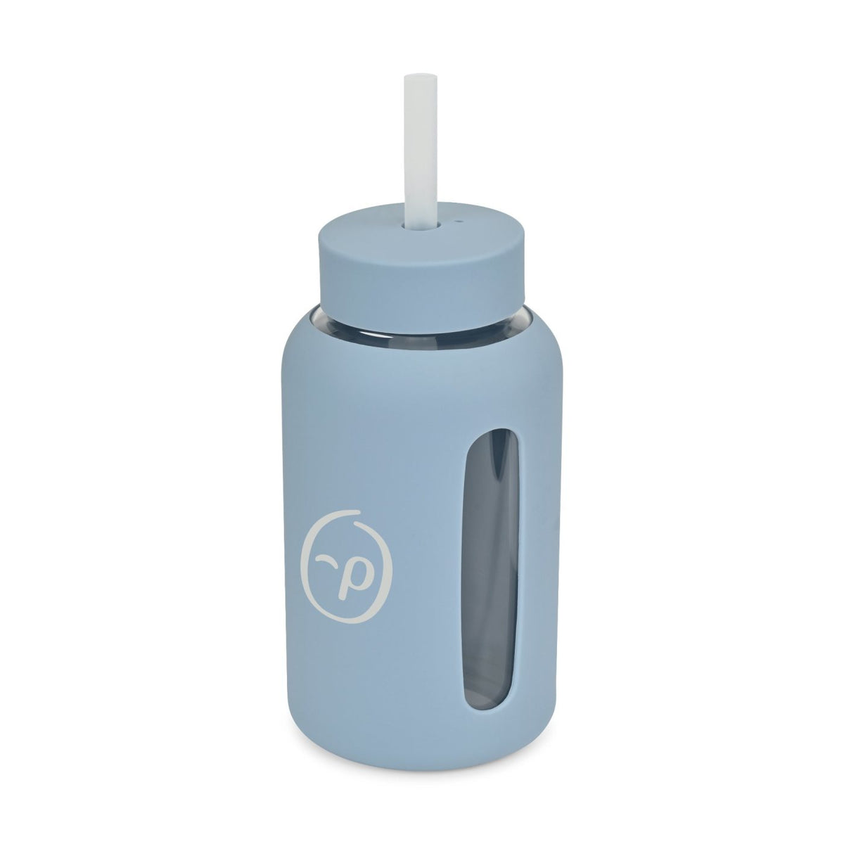 Axis Glass Water Bottle with Straw Lid, 21 oz - Slate Blue - View 2