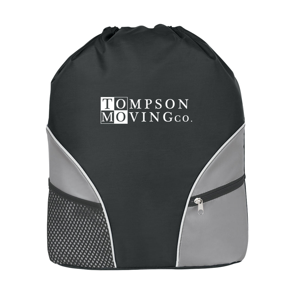 Backpack with a Drawstring - Black - Silk Screen