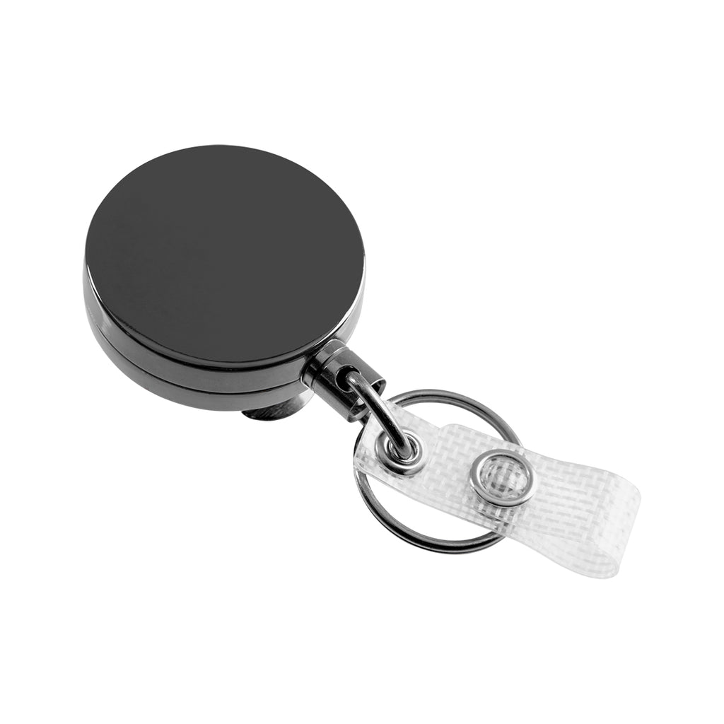 Badge Holder That Retracts, in Steel - Gunmetal - Angle