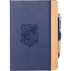 Bamboo Fiber Journal with Bamboo Detail, 5.5 x 8.5 Inches Debossing - Navy - Front