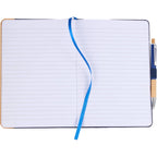 Bamboo Fiber Journal with Bamboo Detail, 5.5 x 8.5 Inches Debossing - Navy - Open