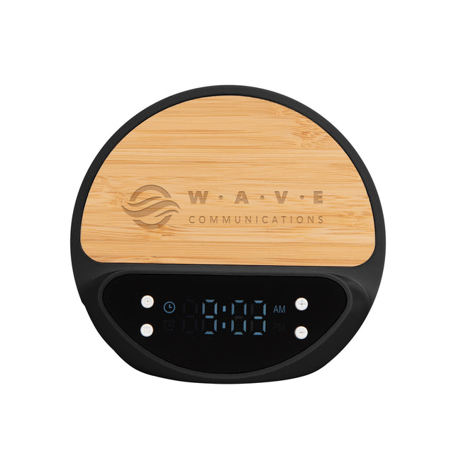 Bamboo Wireless Charger with Digital Clock, 10W