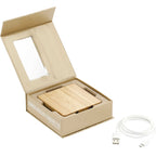 Bamboo Wireless Charging Pad with Two USB Ports Full Color - Natural - Right Angle 6