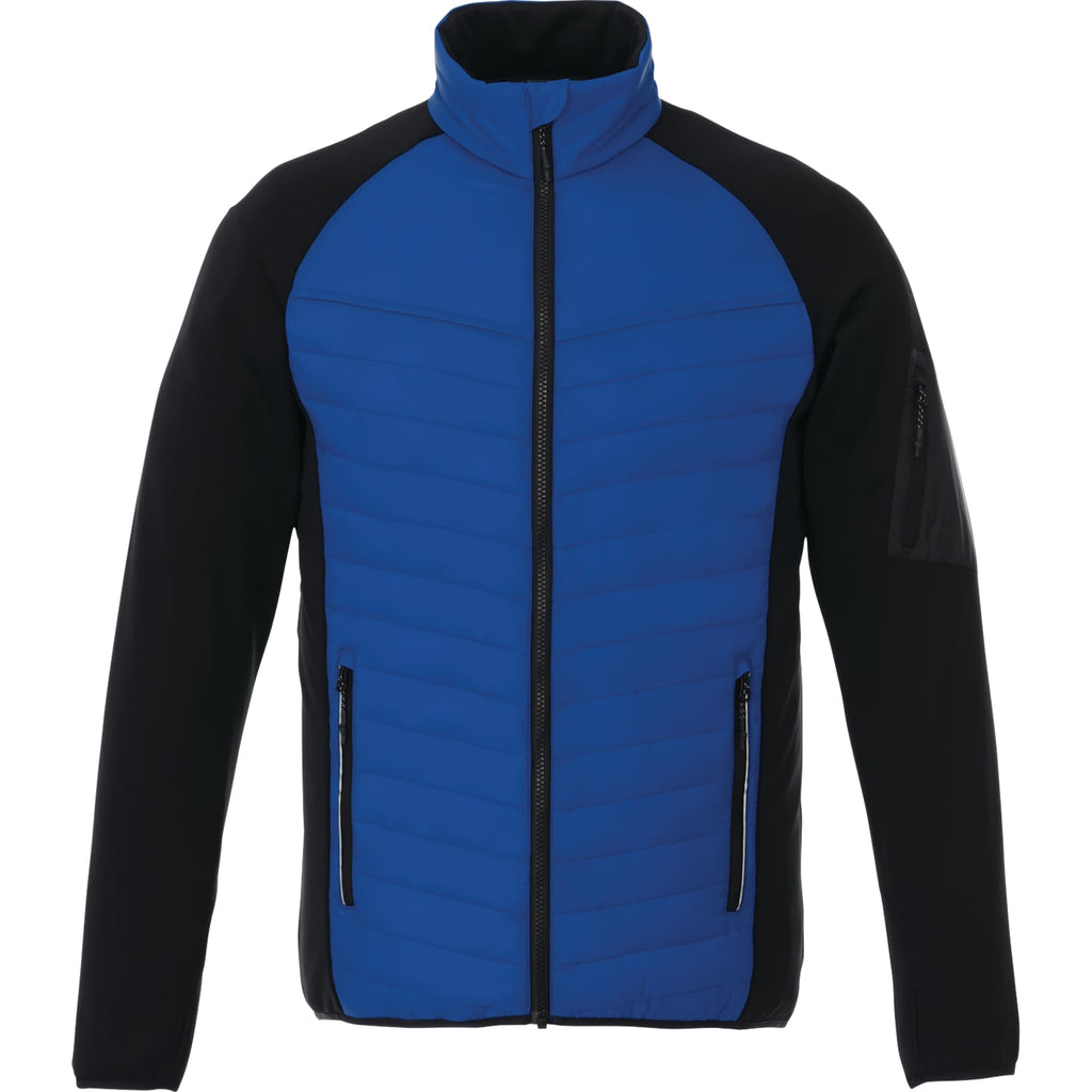 Banff Hybrid Quilted Puffer Jacket for Men Embroidery - New Royal/Black - Back Flat