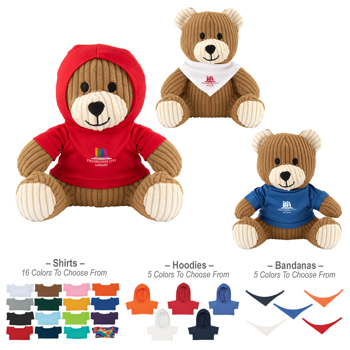 Barry Corduroy Bear Plush Toy, 6 Inch - 6" Barry Corduroy Bear
