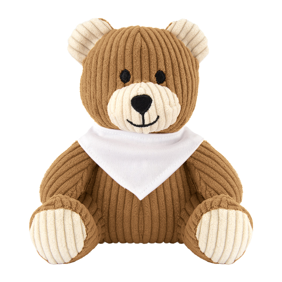 Barry Corduroy Bear Plush Toy, 6 Inch - Brown with Cream - Bandana_Blank