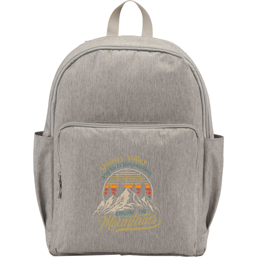 Baye Recycled Laptop Backpack, 15 Inch Embroidery - Gray - Front