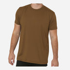 Bayside Unisex USA-Made Performance T-Shirt Full Color - Coyote Brown - On Model Front