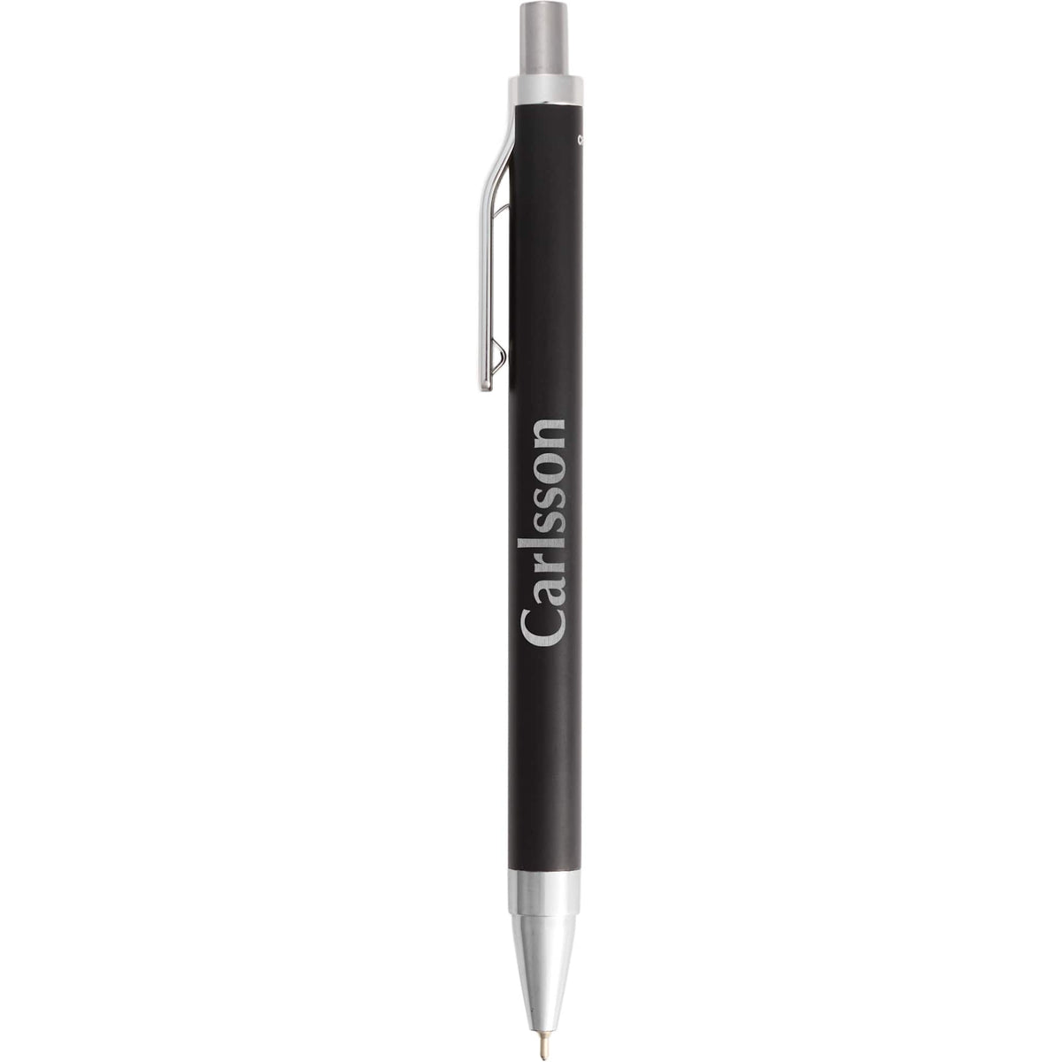 Beau Gel Pen in Recycled Aluminum Laser Engraving - Black - Front