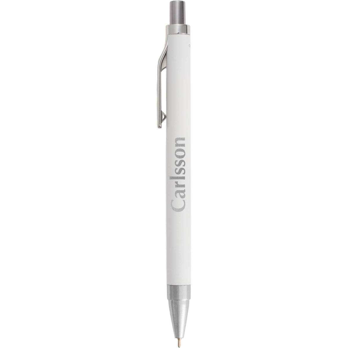 Beau Gel Pen in Recycled Aluminum Laser Engraving - White - Front