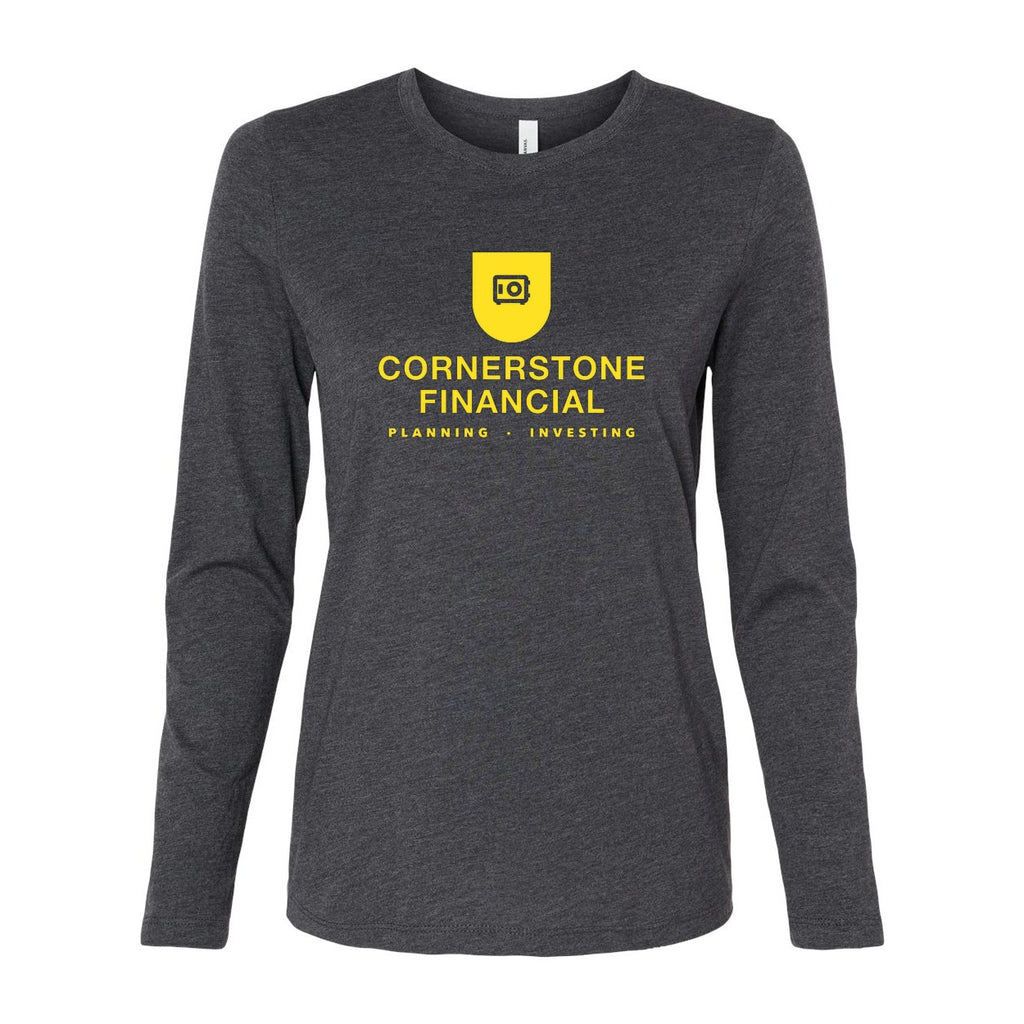 BELLA + CANVAS Women's Jersey Long Sleeve Tee - Dark Grey Heather - Front