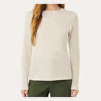 BELLA + CANVAS Women's Jersey Long Sleeve Tee - Heather Dust - On Model Front