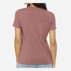 BELLA + CANVAS Women's Relaxed Fit Heather CVC Tee - Heather Mauve - On Model Back