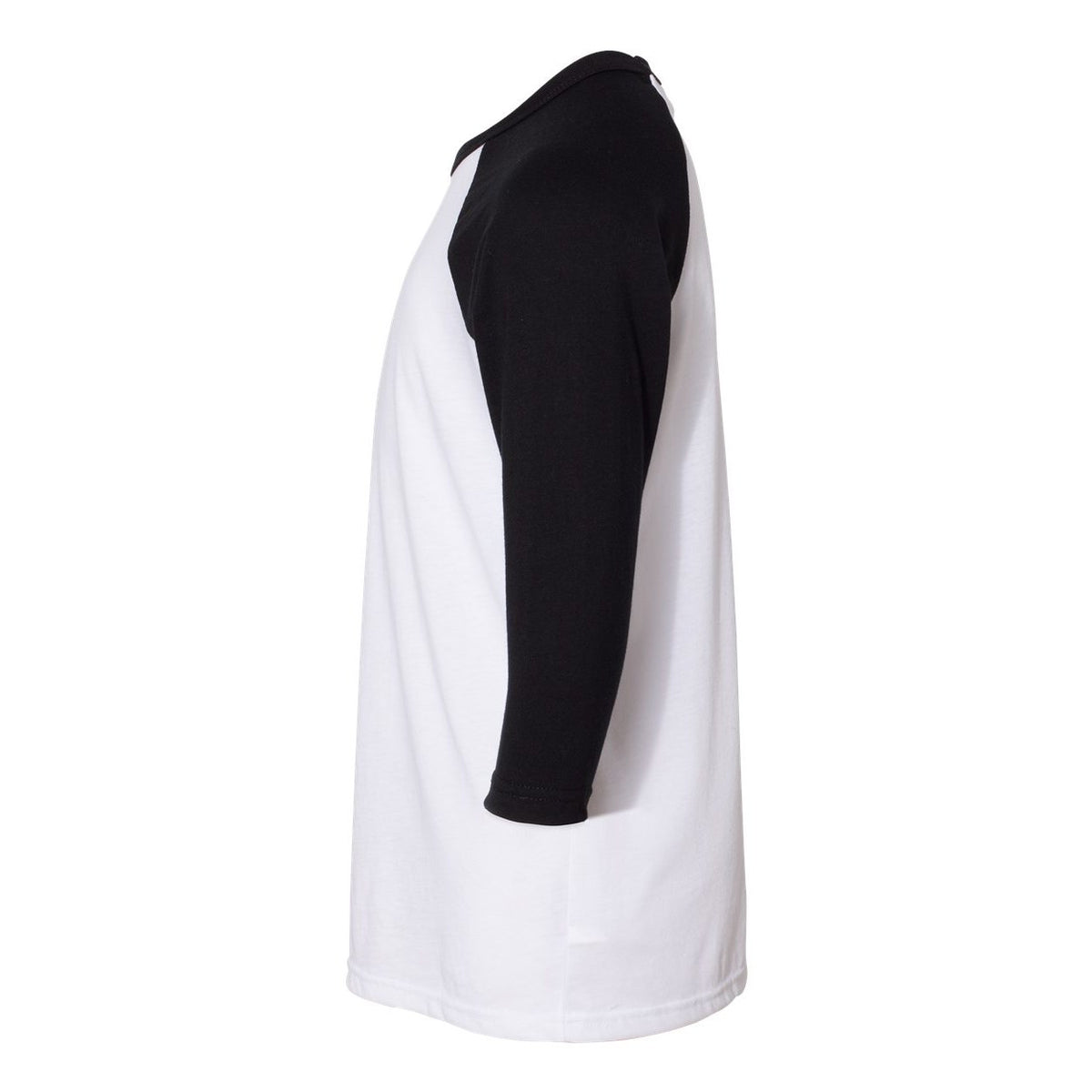 BELLA + CANVAS Youth Three-Quarter Sleeve Baseball Tee - White/ Black - Direct Side