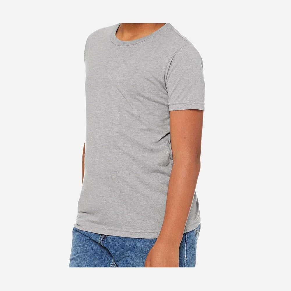 BELLA + CANVAS Youth Triblend Tee - Athletic Grey Triblend - On Model Side