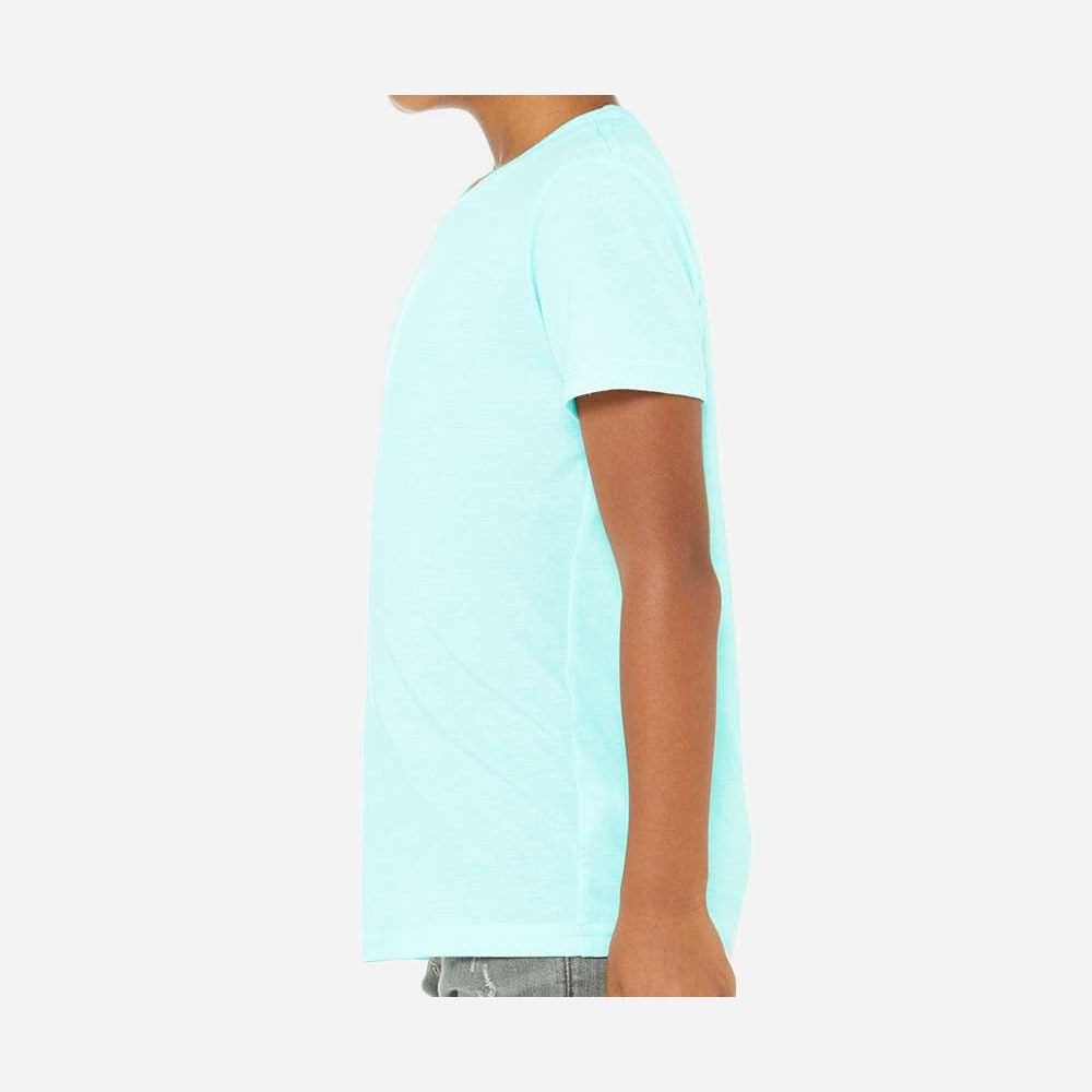 BELLA + CANVAS Youth Triblend Tee - Ice Blue Triblend - On Model Side