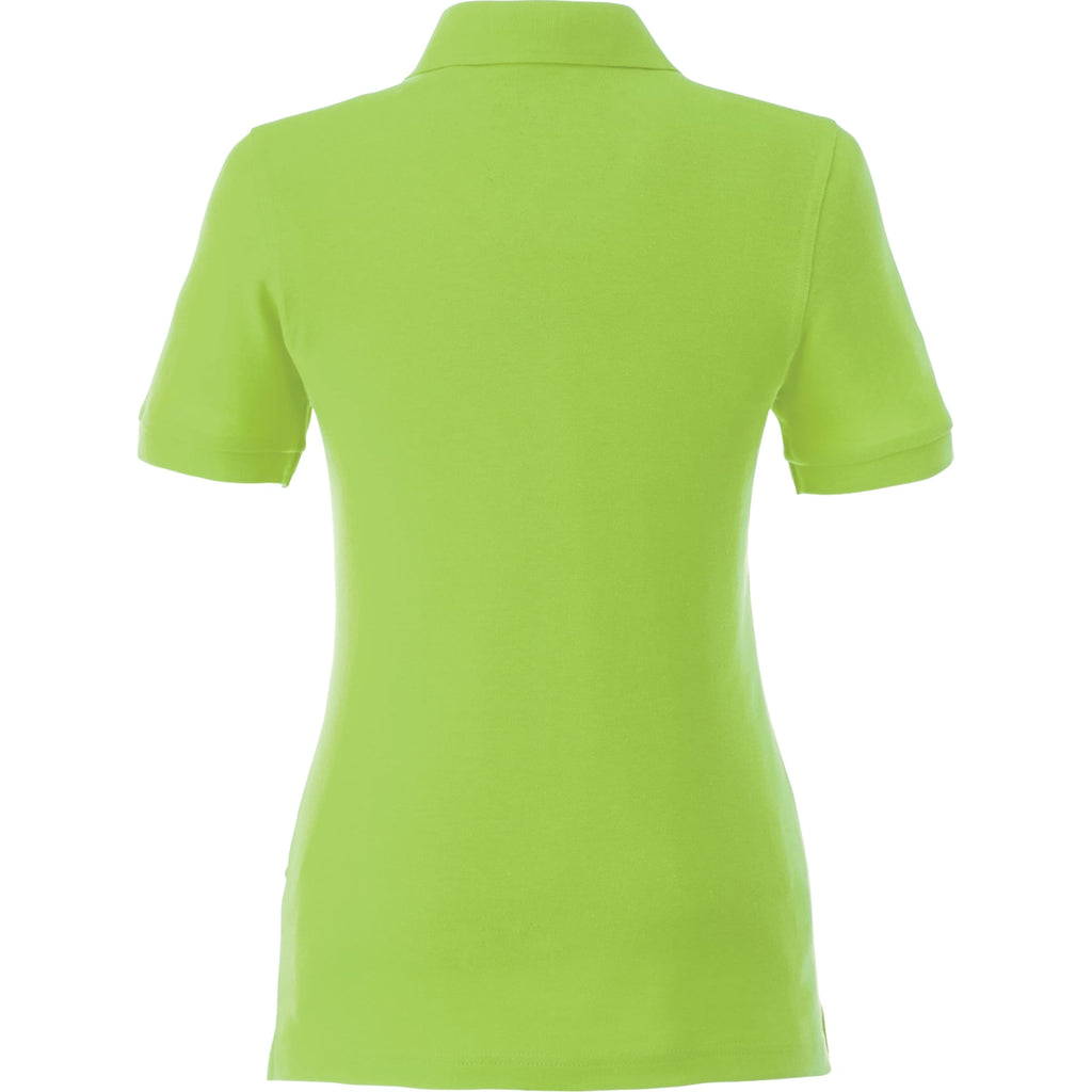 Belmont Cotton Pique Polo for Women Embroidery - Dark Citron Green - Back Flat