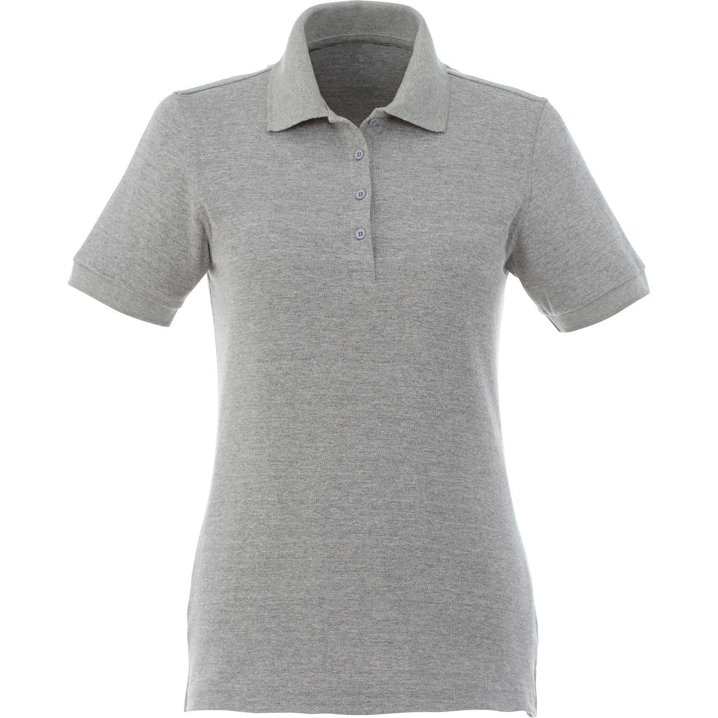 Belmont Cotton Pique Polo for Women Embroidery - Heather Grey - Front Flat