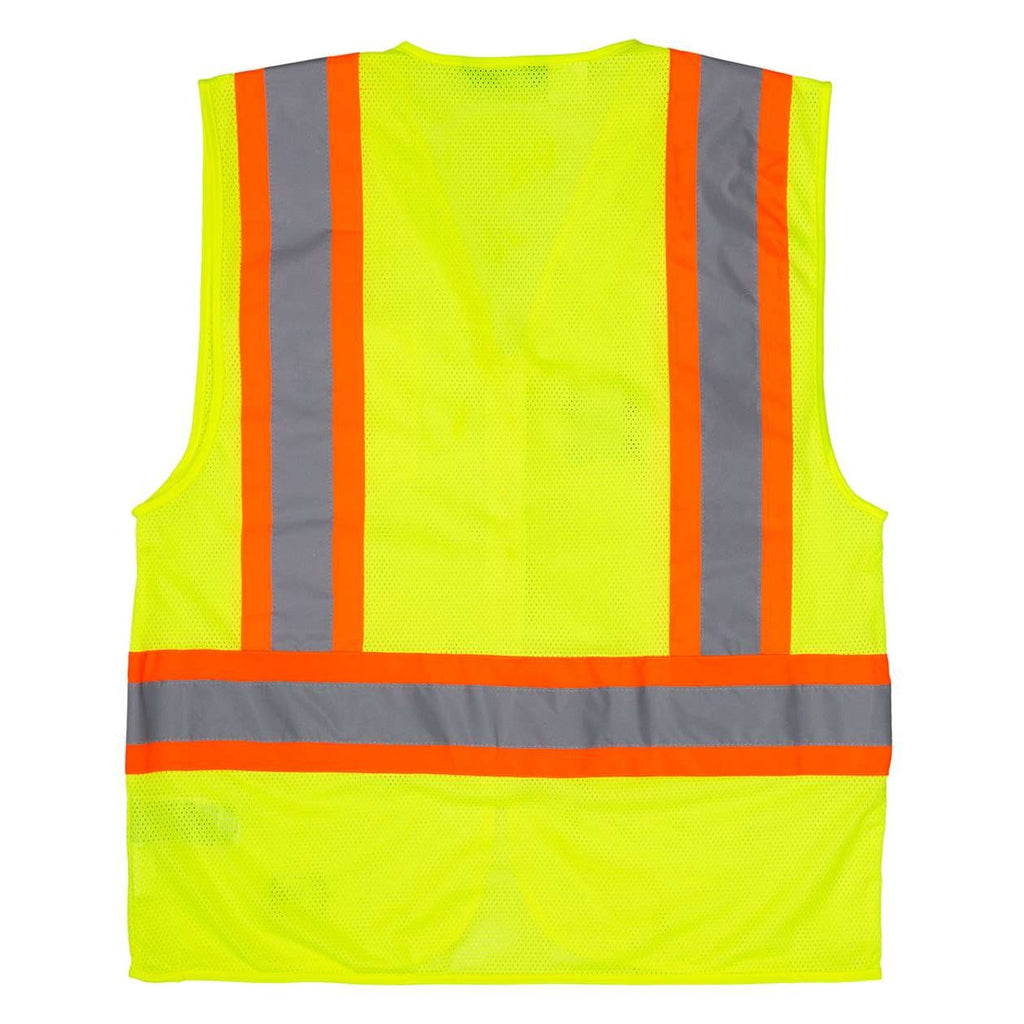 Berne Apparel Men's Hi-Vis Class 2 Multi-Color Vest Full Color - Yellow - Back