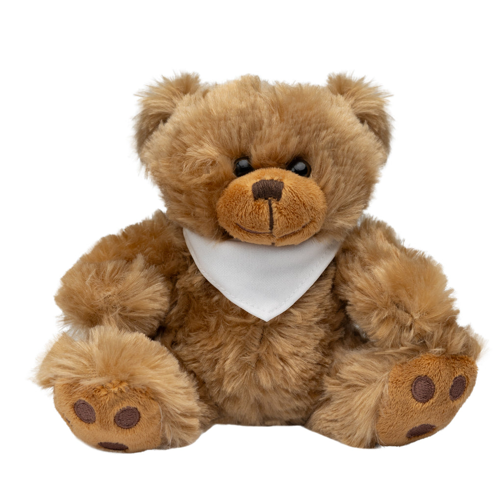 Big Paw Bear Plush Toy, 6 Inch - Brown - BEAR_BANDANA