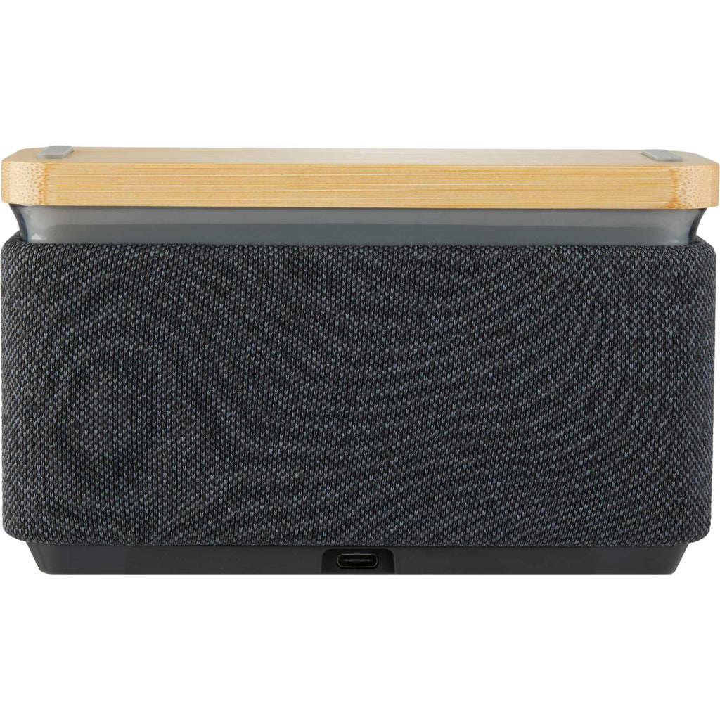 Boost Bamboo and Fabric Speaker with Wireless Charger Laser Engraving - Natural/Gray - Back