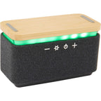 Boost Bamboo and Fabric Speaker with Wireless Charger Laser Engraving - Natural/Gray - Right Angle 2