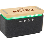 Boost Bamboo and Fabric Speaker with Wireless Charger Laser Engraving - Natural/Gray - Right Angle