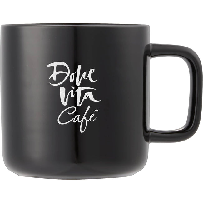 Boulder Ceramic Mug with Square Handle, 12 oz Laser Engraving