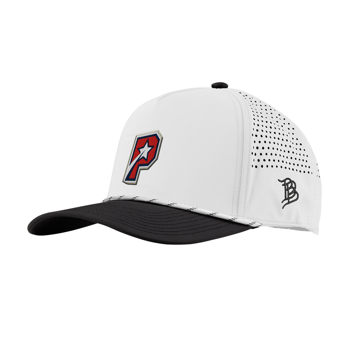 Branded Bills 545 Rope Cap, Bare Curved Embroidery - White/Black with White/Black - Embroidery
