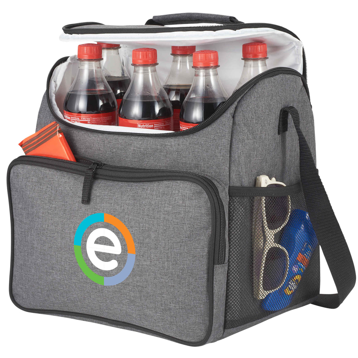 Break Time Recycled Event Cooler for 24 Cans Full Color - Charcoal - Left Angle 2