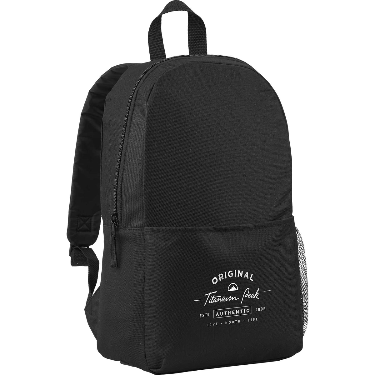 Brix Everyday Backpack in Recycled Polyester Embroidery - Black - Right Angle