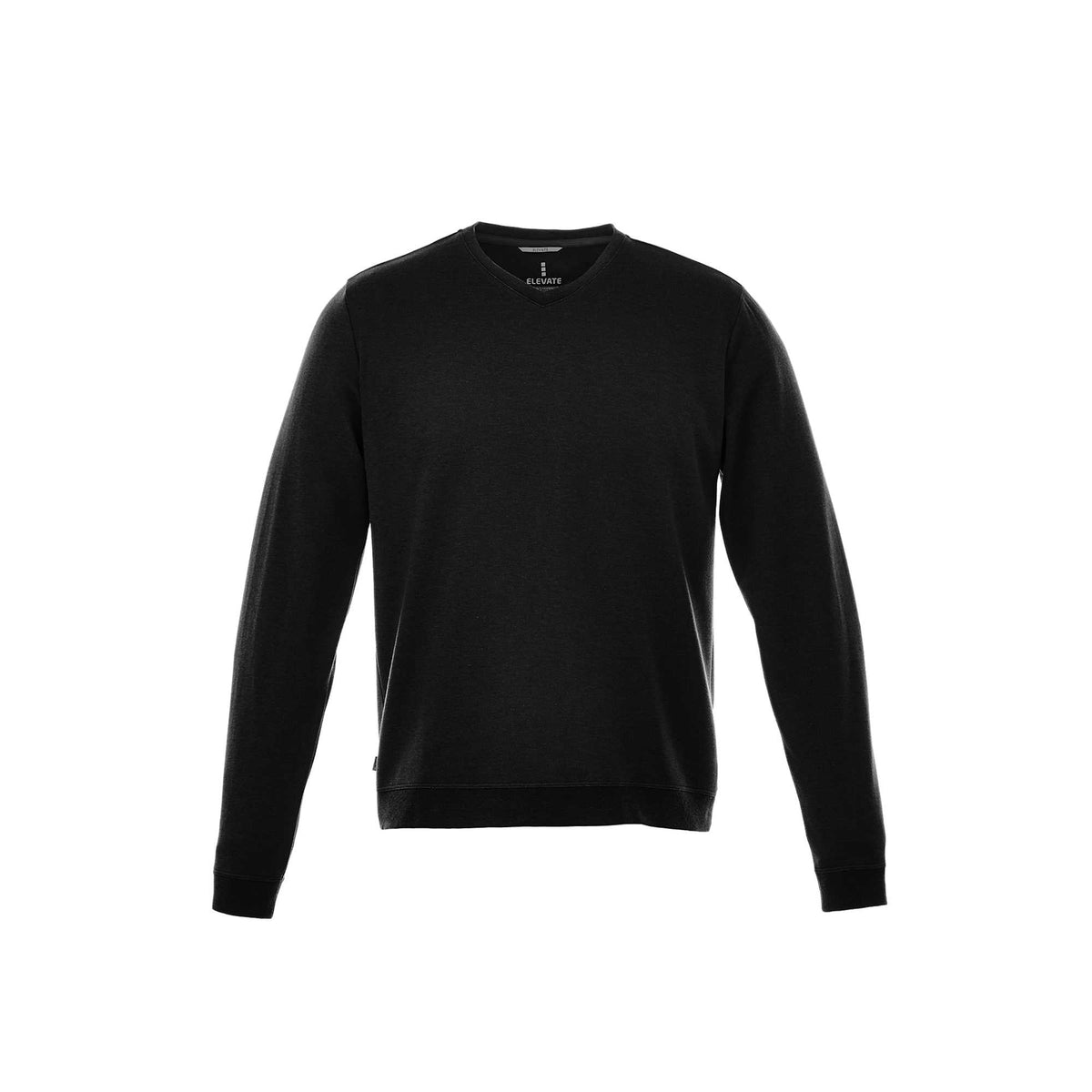 Bromley Knit V-Neck Sweater for Men Embroidery - Black - Front Flat