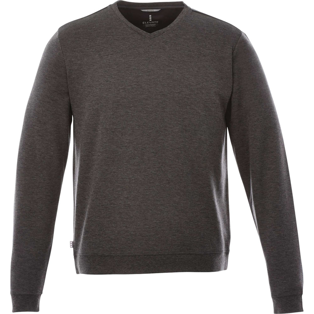 Bromley Knit V-Neck Sweater for Men Embroidery - Heather Dark Charcoal - Front Flat