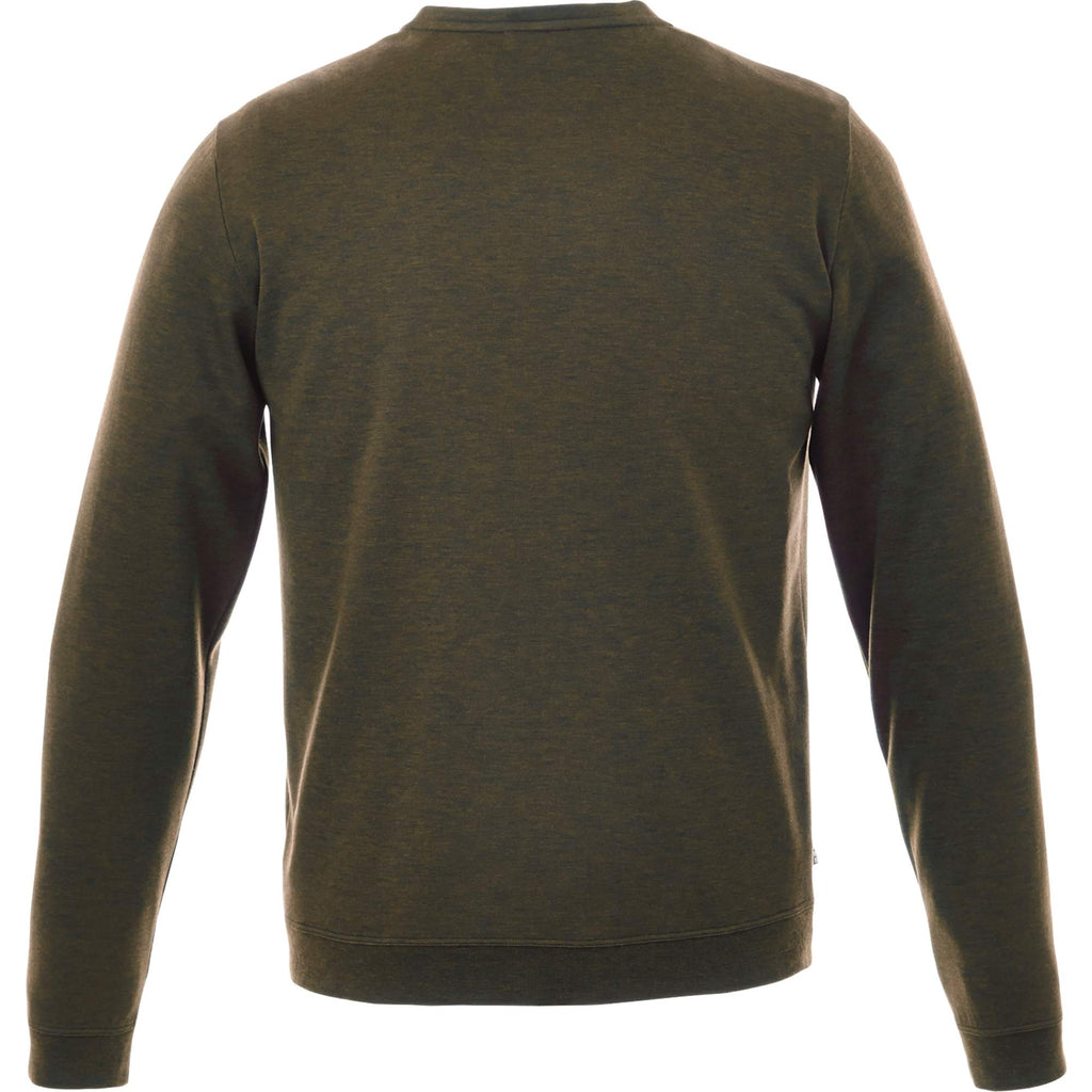 Bromley Knit V-Neck Sweater for Men Embroidery - Loden Heather - Back Flat