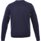 Bromley Knit V-Neck Sweater for Men Embroidery - Metro Blue Heather - Back Flat