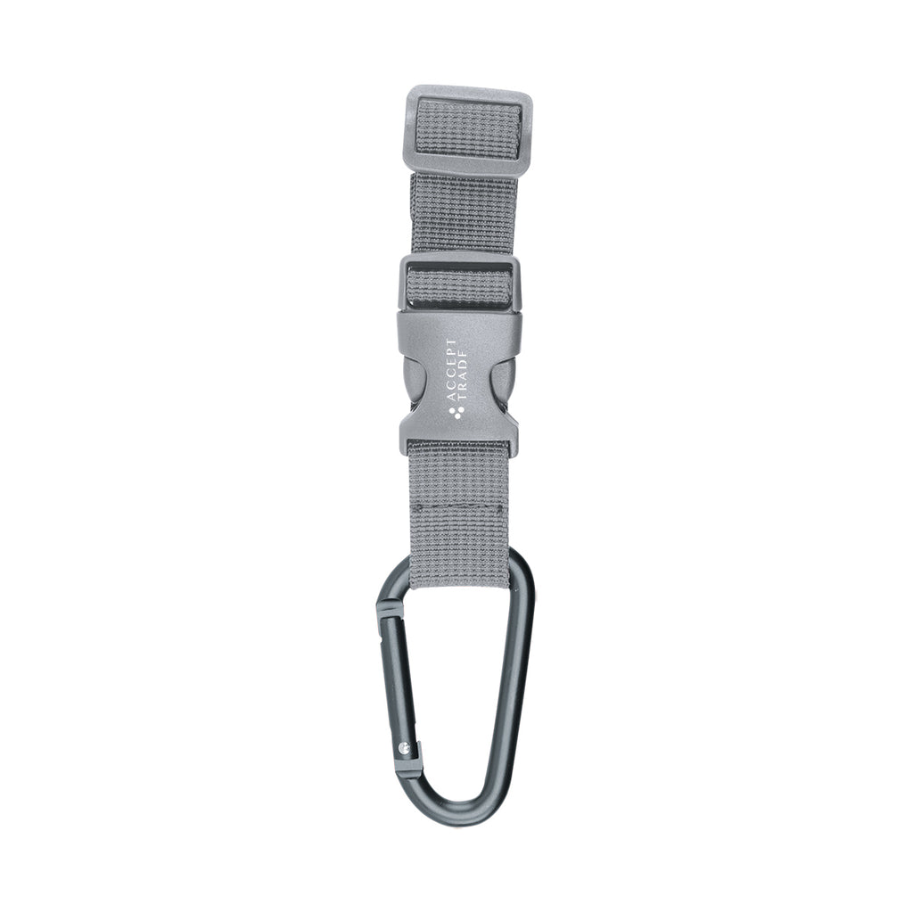 Buckle Strap with Carabiner, Adjustable - Gray - Pad Print