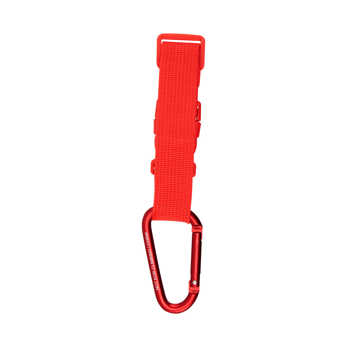 Buckle Strap with Carabiner, Adjustable - Red - Back