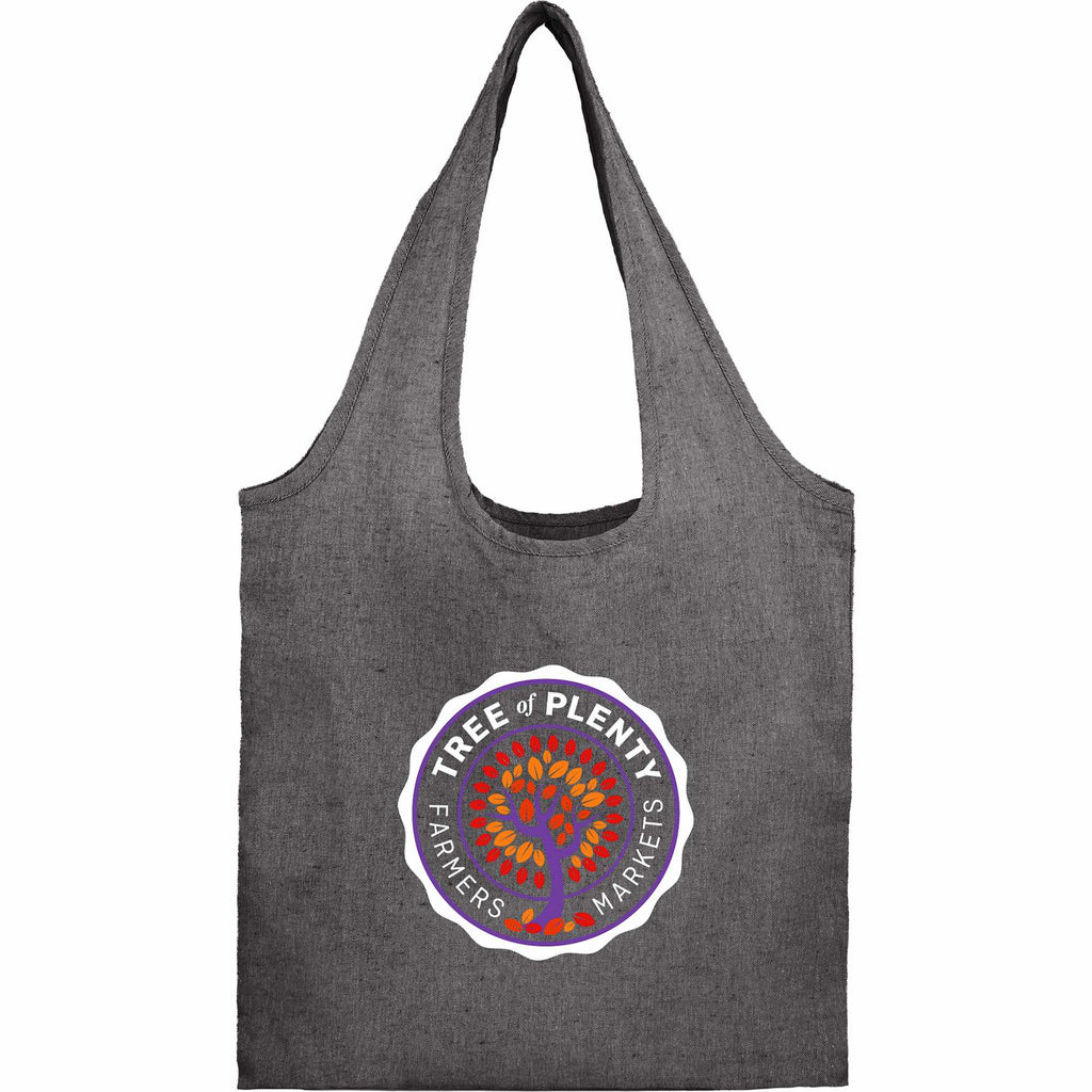Bungalow Recycled Cotton Shopper Tote, 5 oz Full Color - Black - Front