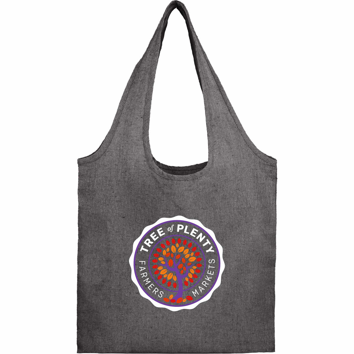 Bungalow Recycled Cotton Shopper Tote, 5 oz Full Color - Black - Front